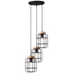 Brilliant Gwen Pendelleuchte Metall Holz Schwarz | 420mm - Geeignet für 3x E27